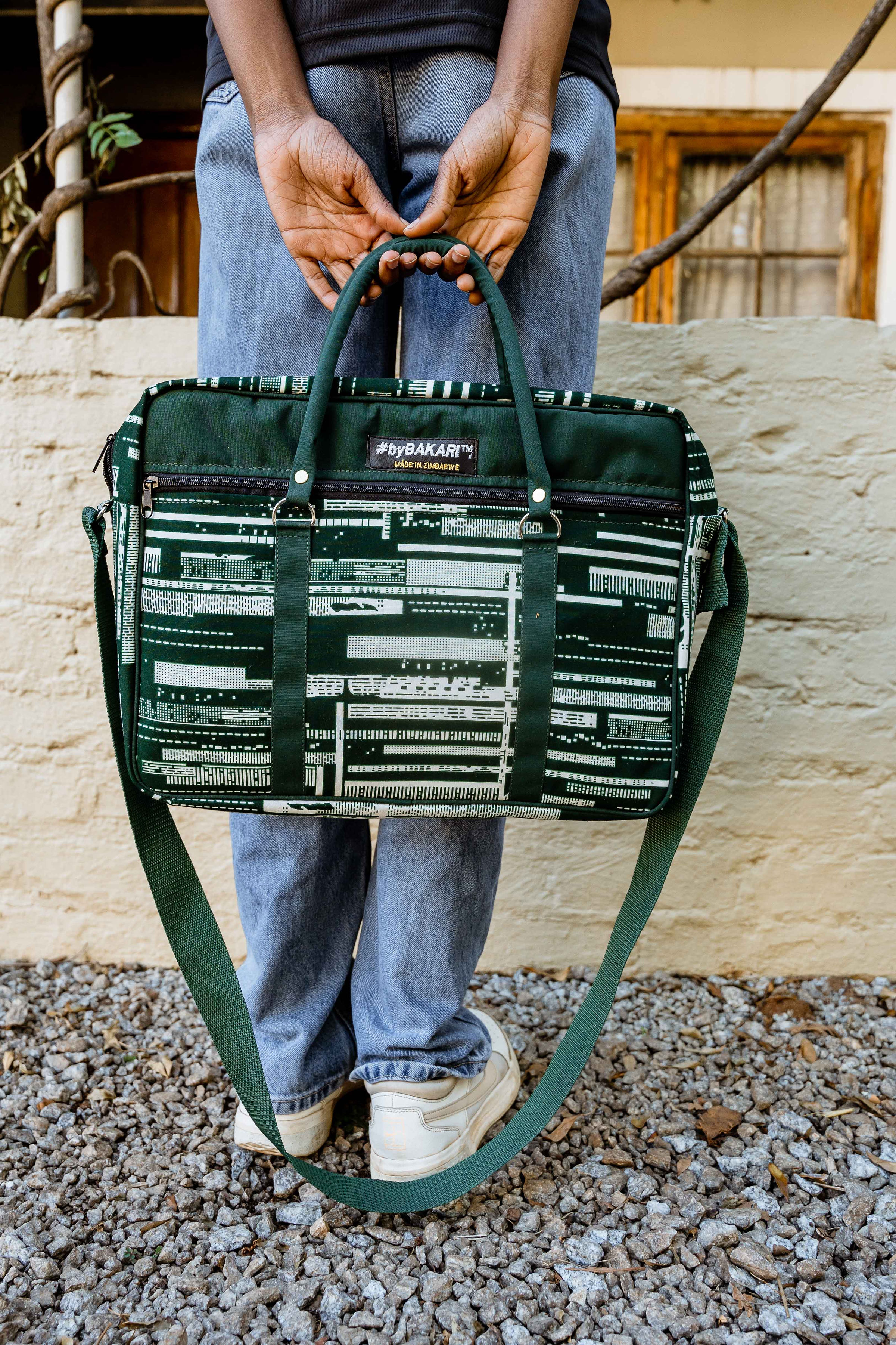 Green Print Laptop Bag