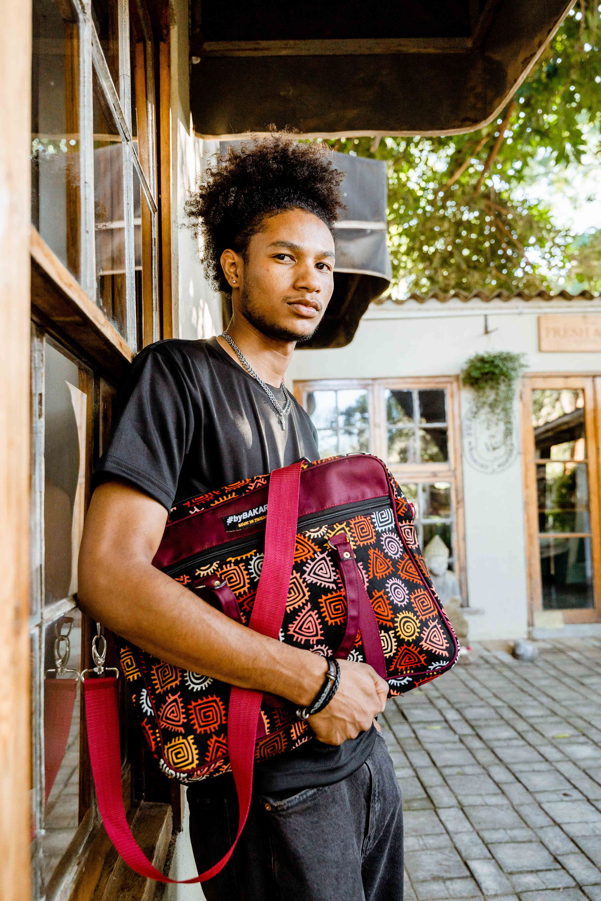 Burgundy Print Laptop Bag